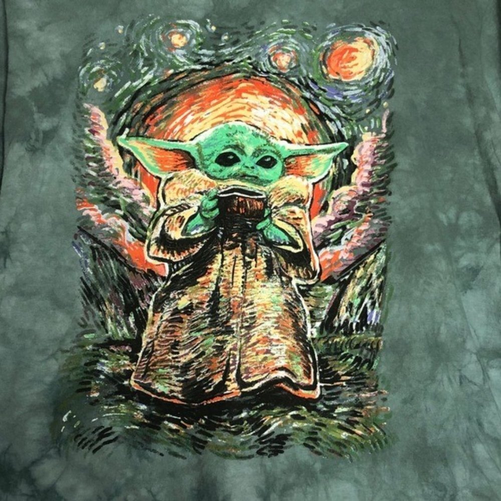 Baby Yoda Star Wars Starry Night Longsleeve Crop T-Shirt Medium